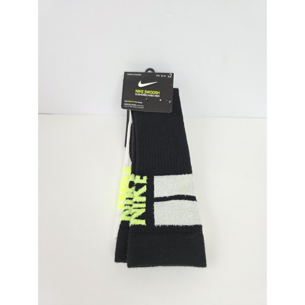 Nike Youth Knee High Socks Swoosh 2 pairs Youth 5-7 Y NEW